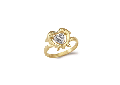 Double Dolphin Fashion Heart Ring